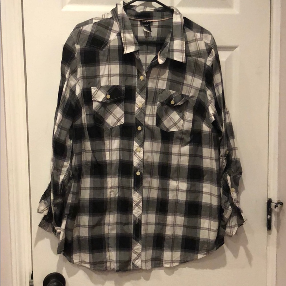 Torrid plaid cotton button down shirt size 2xl